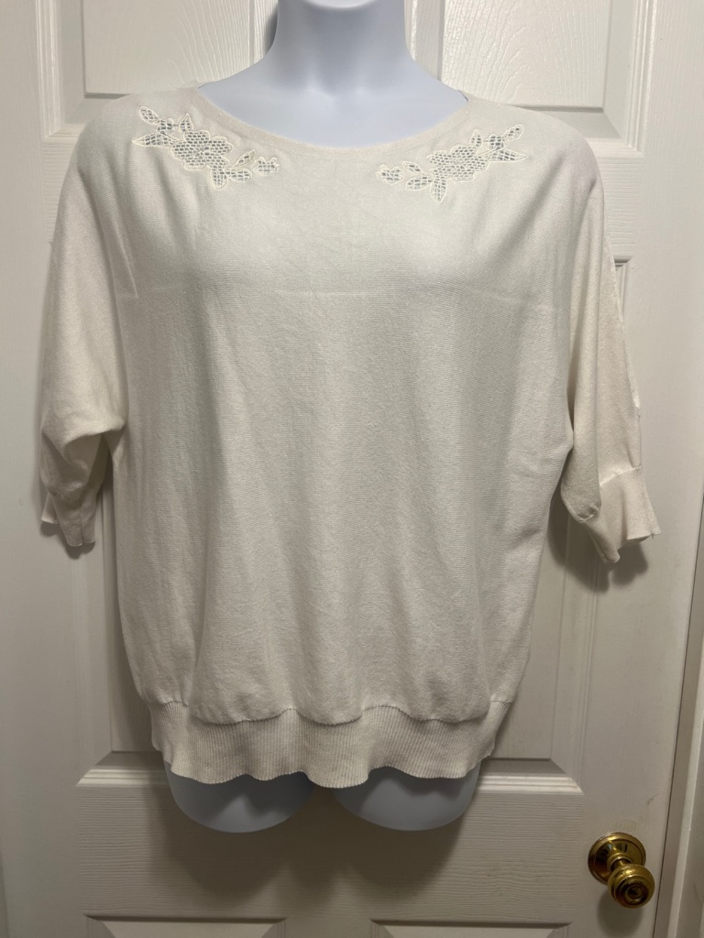 Scarlett Cream Knit Top with Branded Neck Label